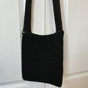 Y2K Old Navy Black Crossbody Bag Woven Macrame Cotton Hippie 2000 Boho